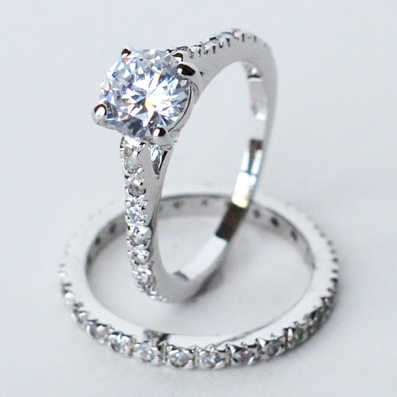 Hochzeit - cz ring, cz wedding ring, cz engagement ring, wedding ring set, ring set, cz wedding set cubic zirconia size 5 6 7 8 9 10 - MC1083321AZ