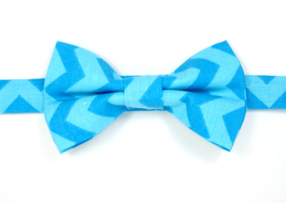 Wedding - Blue / Turquoise chevron bow tie ,Blue bow tie,Easter bow tie,Wedding bow tie,Party bow tie for Men ,Toddlers ,Boys,Baby