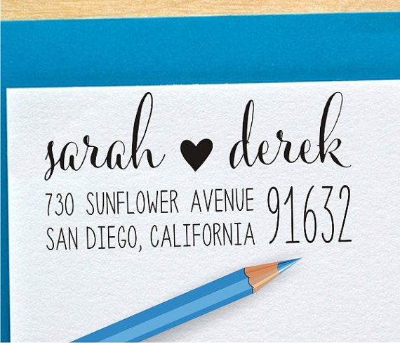 Wedding - Custom Address Stamp, Self Inking Rubber Stamp, Pre-Inked, Calligraphy Stamp, Personalized Gift, Custom Rubber Stamp, Bridal Shower (051)