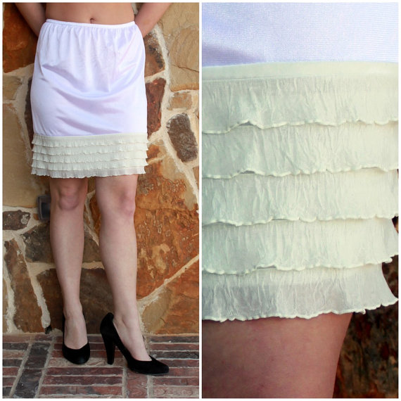 Mariage - SALE SALE Cream Dress Extender Slip Tiered Ruffle, Also available in black, purple, fuschia, bright pink, white, navy, brown, and turquoise.