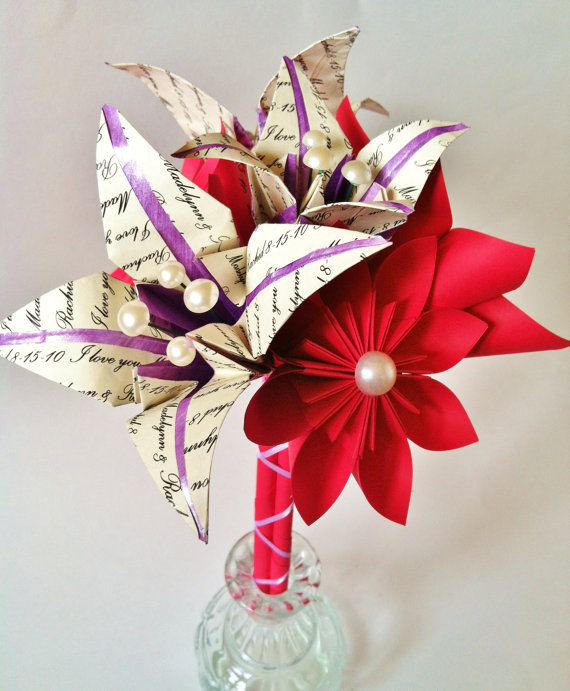 زفاف - Valentine's Day Bouquet- personalized paper flower wedding bouquet, bride, one of a kind, made to order, gifts for her