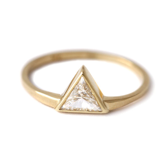 Свадьба - 0.3 Carat Trillion Diamond Ring - Diamond Engagement Ring - 18k Solid Gold