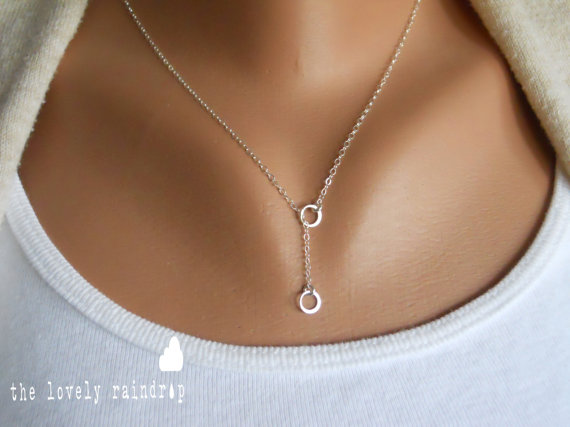Hochzeit - Tiny Sterling Silver Eternity/Circle Lariat Necklace - 1/8" in diameter - Sterling Silver Jewelry - Gift For - Wedding Jewelry - Gift For
