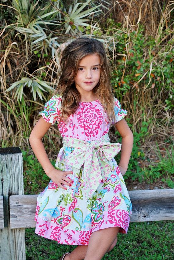 Wedding - Girls Easter Dress - Spring Dress - Spring Floral Dress - Birthday Dress - Flower Girl dress - Pageant Dress