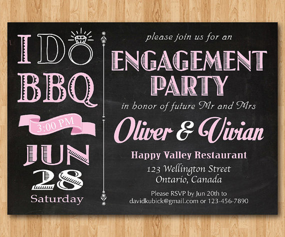 Mariage - I Do BBQ Engagement Party. Bridal Shower. Wedding Rehearsal Dinner. Chalkboard. Pink, Purple, Tiffany Blue, any color. Printable digital DIY