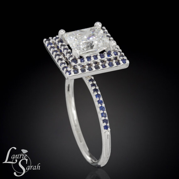 Wedding - Diamond Engagement Ring, Princess Cut Diamond Ring, Princess Cut Engagement Ring, Princess Cut Diamond, Sapphire Ring - LS3658