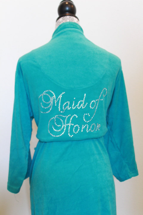 Wedding - Maid Of Honor Personalized Robe. MOH Rhinestone Robe. Maid of Honor Gift. Bachelorette Party. Wedding Party Gift. MOH.