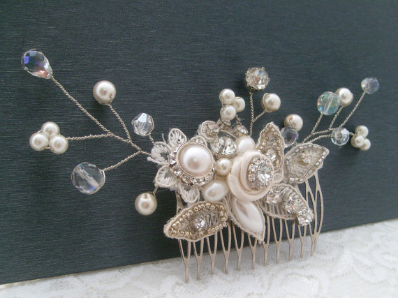 Свадьба - Bridal hair comb-Vintage inspired swarovski crystal art deco rhinestone bridal hair comb-Bridal accessories-Bridal headpiece-Wedding jewelry