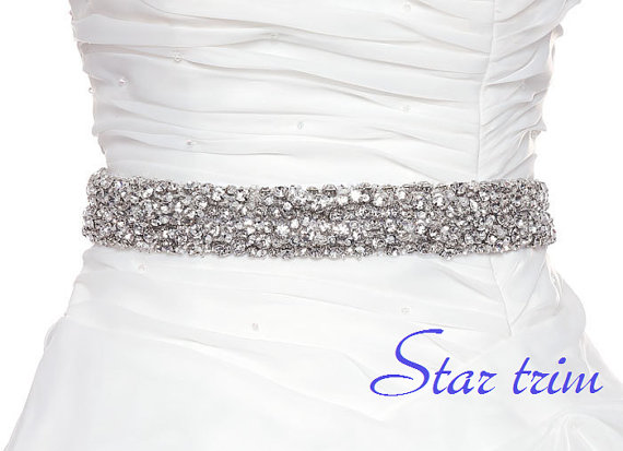 Hochzeit - SALE KAREN rhinestone  wedding bridal sash , belt