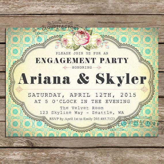 Hochzeit - Engagement Party Invitations printable diy Digital File Fancy Vintage Garden Party No389