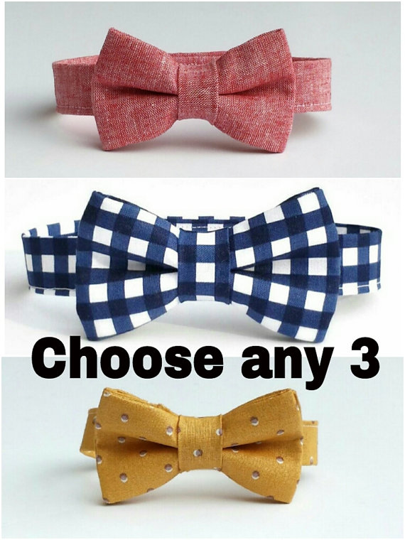 Mariage - Choose Any 3 Bowties - Baby, Newborn, Toddler, Boys bow tie, Kids bow tie, Wedding bow tie, Ring bearer bow tie, Easter bow tie