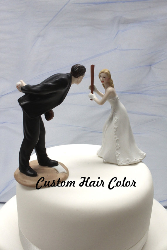 Wedding - Wedding Cake Topper - Personalized Wedding Couple - Baseball Wedding Cake Topper - Cake Topper - Baseball - Pitching Groom - Home Run Bride