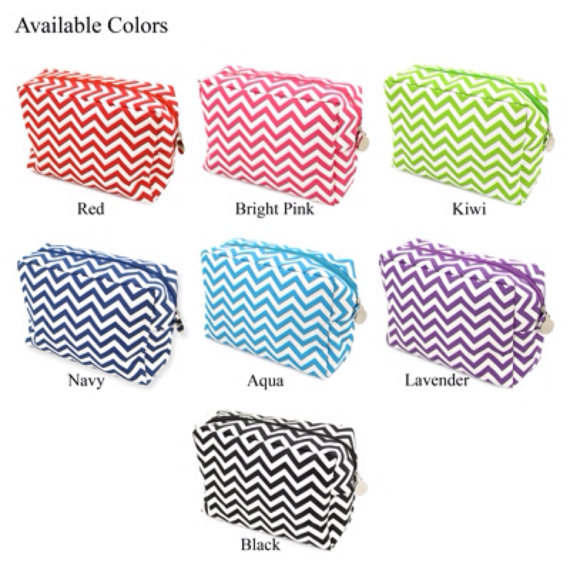 Hochzeit - Chevron Cosmetic Bags WITHOUT a monogram, BULK order, bridesmaid gift