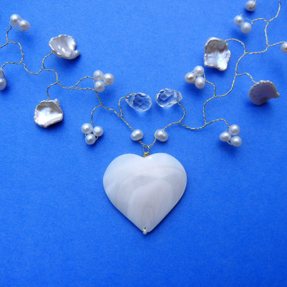 Hochzeit - Heart Hair Vine or Bouquet Vine  or Halo or Necklace - My Heart