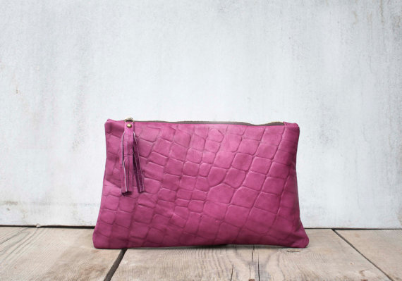 زفاف - Winter Sale /Oversized Clutch in Violet / Leather Clutch / Violet Leather Bag / Envelope Clutch /Clutch Bag / Leather Purse / Wedding Clutch