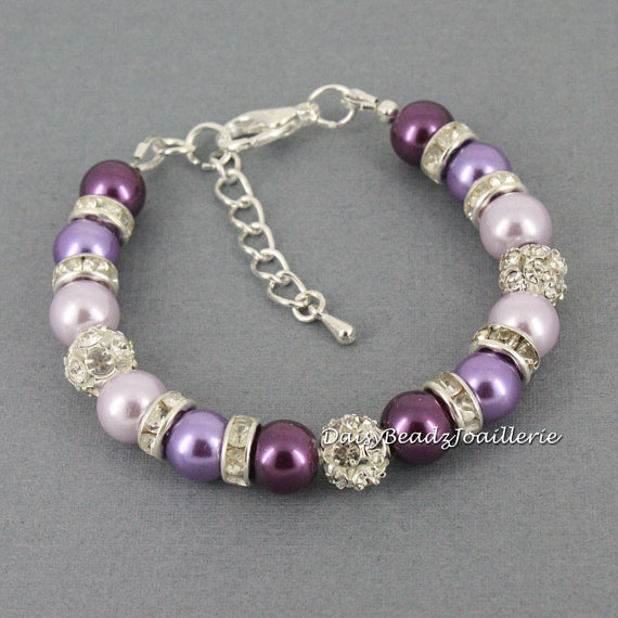 زفاف - Shades of Purple Bracelet, Purple Pearl Bracelet, Bridesmaids Gift, Purple Pearl Jewelry, Pearl Bracelet, Purple Bracelet, Bridesmaids Gifts