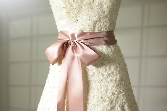 Hochzeit - Bridal Sash - Romantic Luxe Satin Ribbon Sash - Wedding Sashes - Soft Rose - Bridal Belt