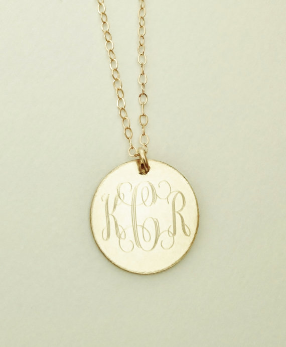Wedding - Monogram Necklace Gold Filled Mothers Day or Bridesmaids Present, Women, Girls