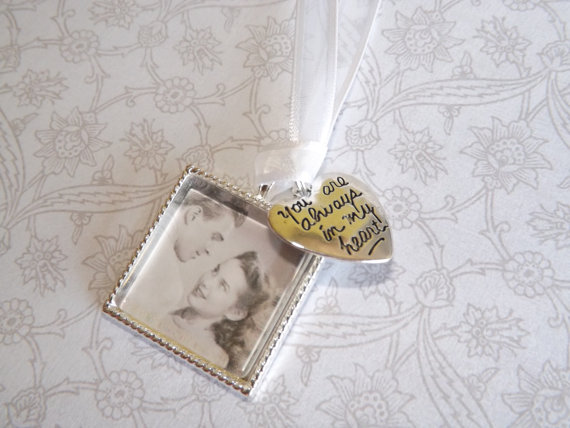 Wedding - Wedding Bouquet Memorial Photo Charm, Wedding Bouquet Charm- PICTURE PRINTING INCLUDED