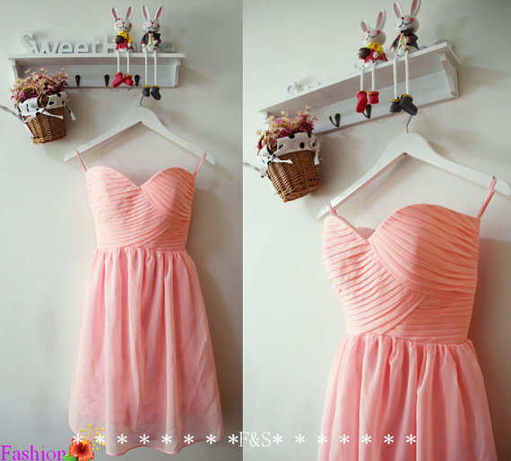 Wedding - Short Pink Bridesmaid Dress,Inexpensive Bridesmaid Dress,Blush Bridesmaid Dress,Short Pink Chiffon Dress,Blush Bridesmaid Dress,Prom Dresses
