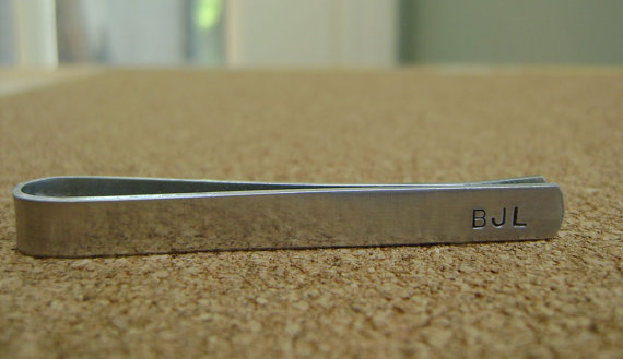 Wedding - Personalized Hand Stamped Tie Clip - Custom Tie Bar - Groomsmen Gift - Birthday Gift, Wedding Party or Anniversary Gift