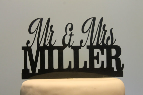 Wedding - Sale Today only Personalized Custom Mr & Mrs Wedding Cake Topper with YOUR Last Name Surname Perfect Wedding shower gift Bridal shower