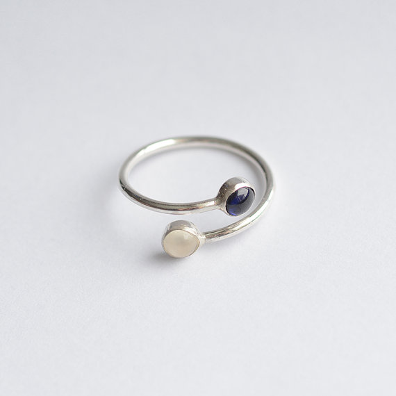 زفاف - Dual BirthStone Ring - Engagement Ring - Two Stone Ring. Gemstone Couples Ring - Mom Ring - His Hers - Stacking Silver Ring - Valentines Day