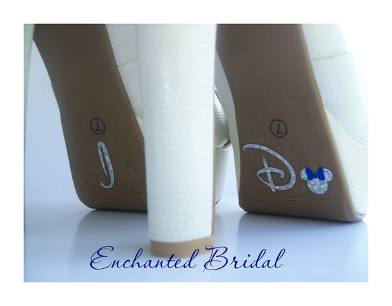 زفاف - NEW Disney Inspired Tiny Minnie I Do Shoe Stickers You Pick Color Sparkly Wedding Shoe Decals