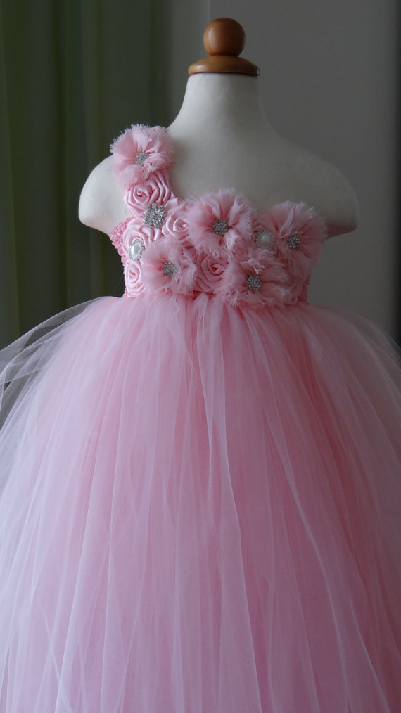 Свадьба - Flower Girl Dress.... Rosette Flower Girl Tutu Dress.... Tulle Dress