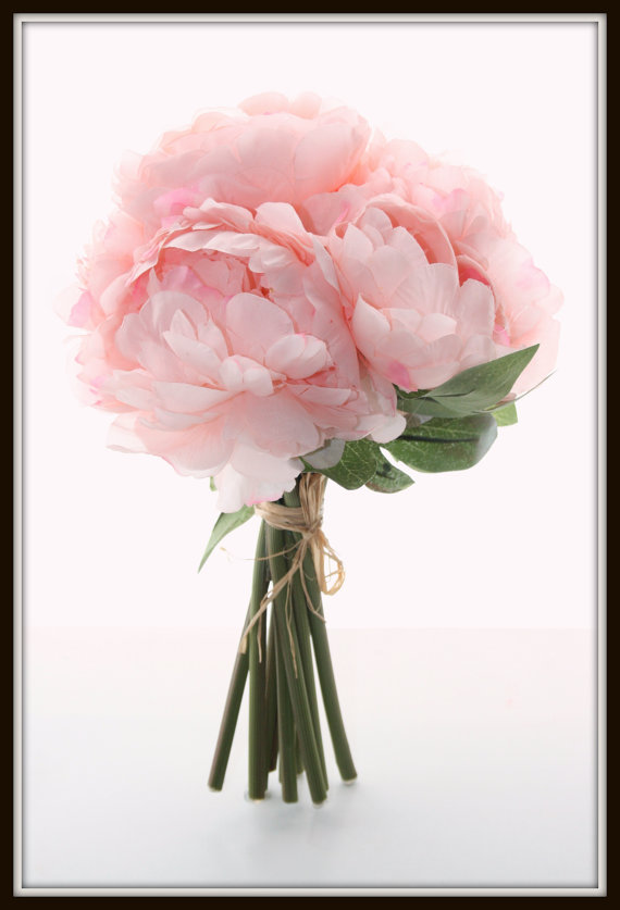 Mariage - PRE-ORDER for Full Pastel Whimsical Pink Peony BOUQUET -- Artificial Flower, Wedding Bouquet
