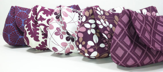 Wedding - Lavender Purple Bridesmaid Clutches Weddings Bridal Gifts Eggplant Choose Your Fabric Set of 7