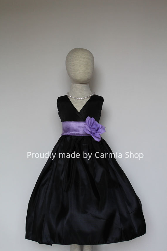 Mariage - BLACK Flower Girl Dresses Iris Purple (FVN01) Easter Wedding Communion Princess Party. Toddler Baby Infant Kids Teen Sale