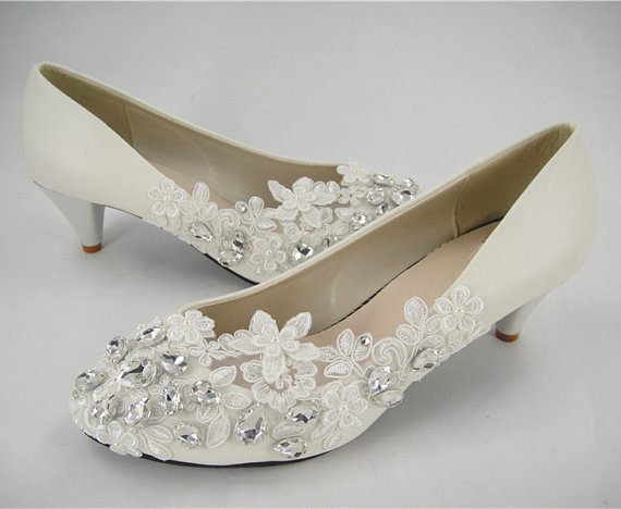 Wedding - Flat Wedding Shoes, Lace Bridal Shoes, Crystal Wedding Shoes,Bridesmaid Shoes, Lace Flower Shoes, Beaded Lace Shoes, Party Shoes, Prom Shoes