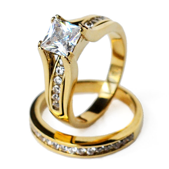 Wedding - engagement ring, wedding ring set, cz ring, cz engagement ring, cz wedding ring, ring set, cz wedding set size 5 6 7 8 9 10 11 - MC10384TG