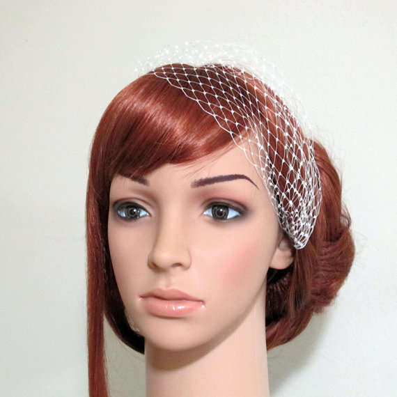 Mariage - Petite Bandeau Veil Mini French Net Bridesmaids Hair Bridal Accessory Many Colors, JB0038
