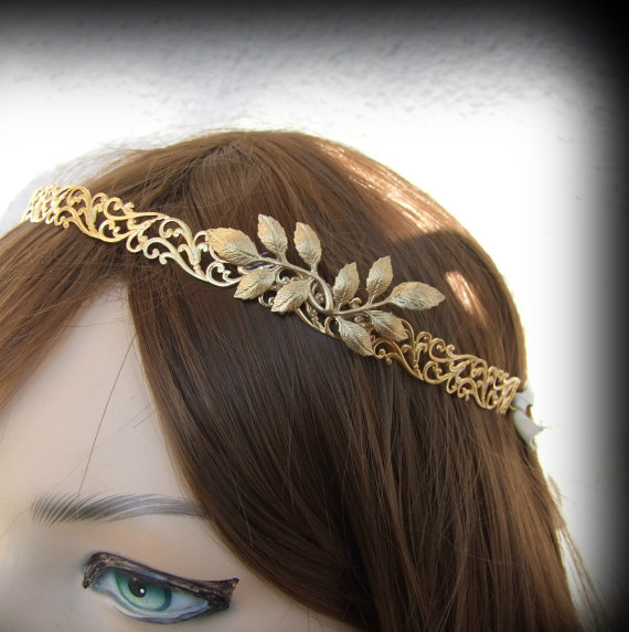 Свадьба - Bridal Headband, Gold Hair Piece, Great Gatsby Headband, Greek Goddess Headband ,Boho Halo, Wedding Hair Accessories