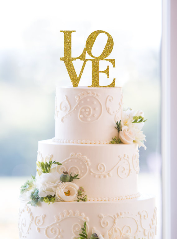 زفاف - Glitter Philadelphia Love Cake Topper – Custom Wedding Cake Topper Available in 6 Glitter Options