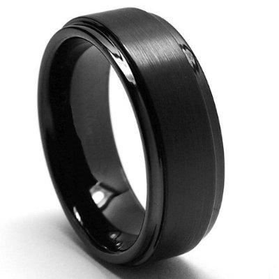 زفاف - Tungsten wedding band  " FREE ENGRAVING ", MMTR083 8mm, Black tungsten ring, Tungsten Carbide engagement ring