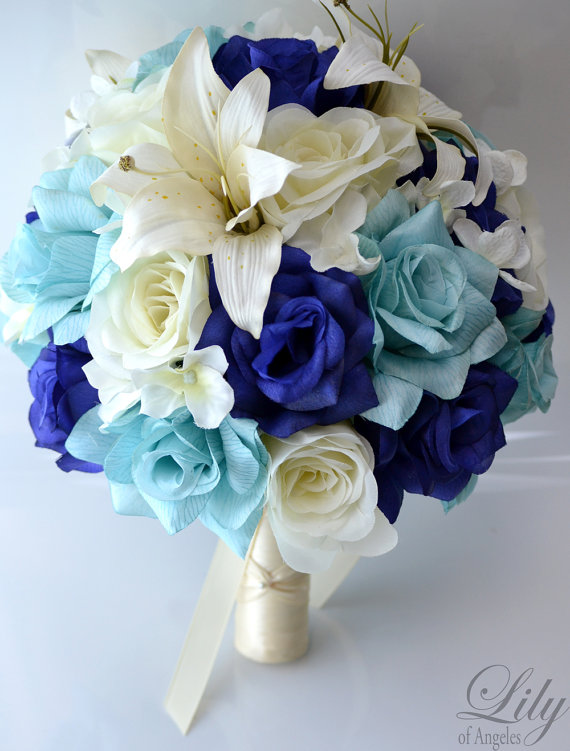 Свадьба - RESERVED LISTING Wedding Bridal Bride Maid Of Honor Bridesmaid Bouquet Boutonniere Corsage Silk Flower "Lily of Angeles"