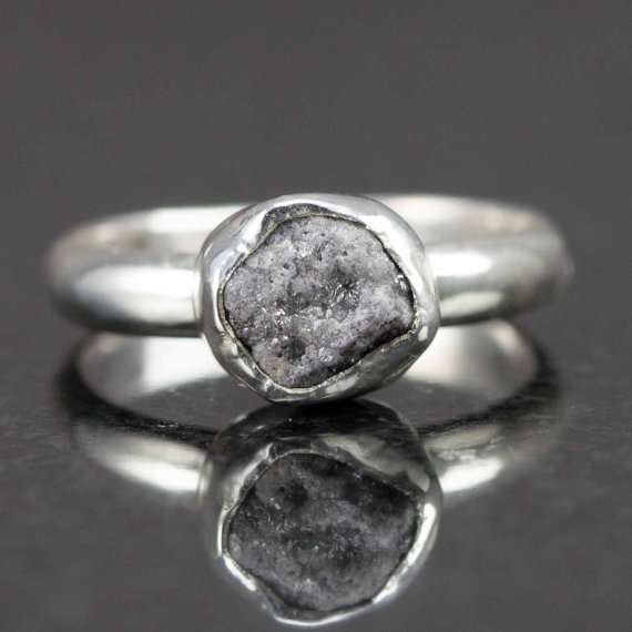 Wedding - Raw Diamond Engagement Ring - Palladium Sterling Uncut Diamond Ring - 2.51 Carat