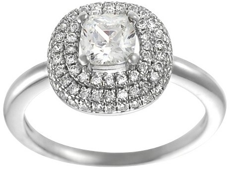زفاف - KNS International 3/4 CT. T.W. Tressa Princess Cut CZ Prong Set Bridal Style Ring in Sterling Silver - Silver