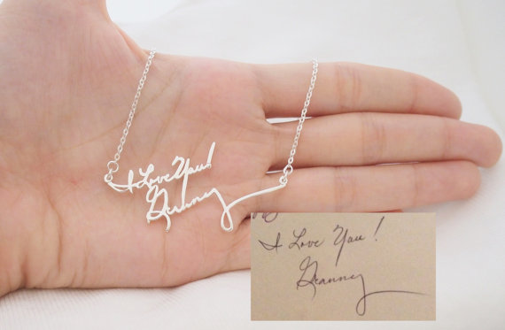 Hochzeit - SALE Signature Necklace/Multiple Lines Signature Necklace in Silver/Handwriting necklace/Handwritten//Bridesmaid Gift/Christmas Gift