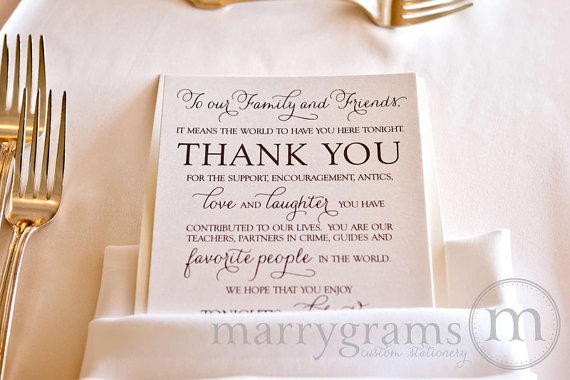 زفاف - Wedding Reception Thank You Card to Your Guests - To Our Friends and Family... Reception, Seating Thank You Note Card (Set of 150) SS01