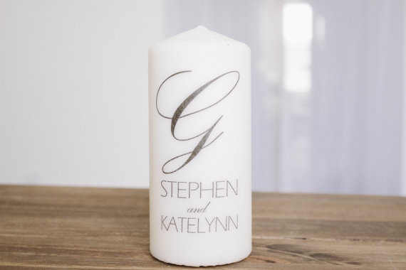 Mariage - Initial and Names Personalized Pillar Unity Candle, Wedding, Couple, House warming gift, home
