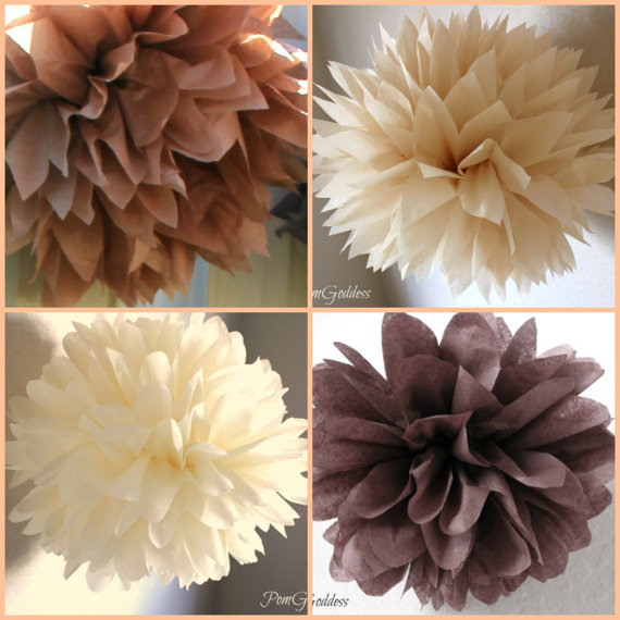 Mariage - 8 Paper poms - Rustic Wedding Decorations - Ceremony Decor - Party Decor - 50th Birthday - Engagement