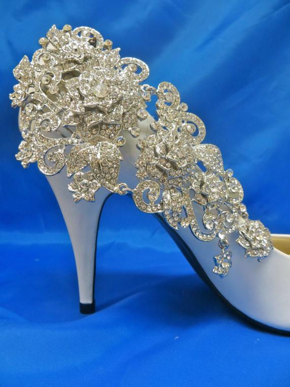 Wedding - Shoe Clips,  Wedding Shoes, Bridal Shoes, Crystal Shoes, Formal Shoes, Dress Shoes, Prom Shoes, Rhinestone Shoes