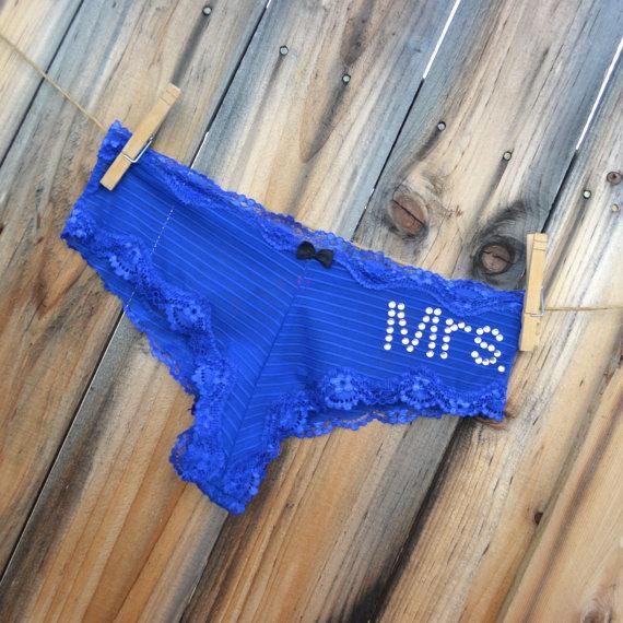 Свадьба - Custom Bridal Panties Underwear, Something Blue bling Undie Lingerie Panty, Cobalt Blue with rhinestones- Size Small - Ships in 24 hrs