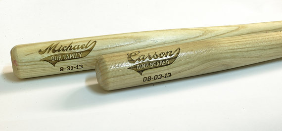 Hochzeit - SET OF 2,  Mini Baseball Bats, Ring Bearer Gift, Groomsman Gift, Best Man Gift, Engraved Bat