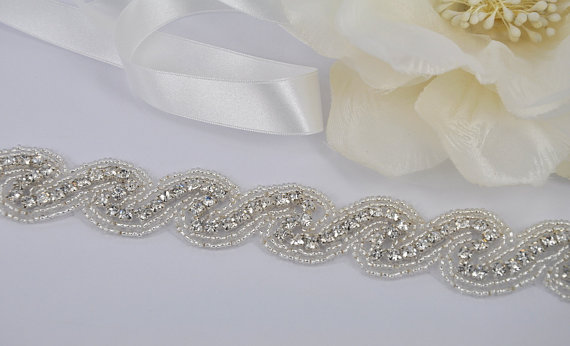 Wedding - Amma -Vintage Style Rhinestone Crystals Wedding Belt , Sash