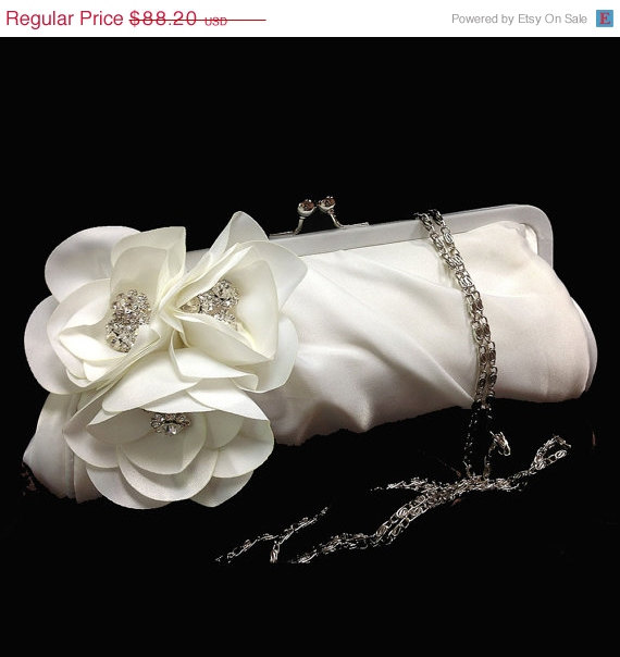 Mariage - Wedding clutch, Bridal clutch, bridal evening bag, bridal evening bag, rhinestone clutch, White clutch